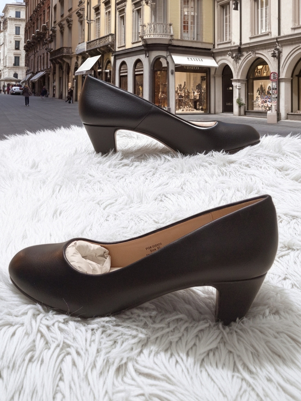 New Journee Collection Luu-M Black Mid-Heel Round-Toe Faux Leather Pumps 8.5 - Picture 1 of 14